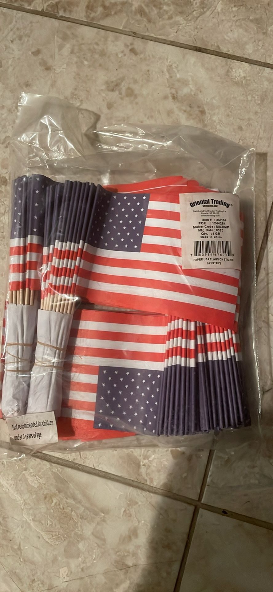 4 1/2" x 3" Bulk 144 Pc. Small Paper American Flags on Sticks