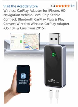 Wireless CarPlay Adapter for iPhone, HD Navigation Vehicle-Level Chip Stable Connect, Bluetooth CarPlay Plug & Play Convert Wired to Wireless CarPlay