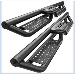OEDRO Running Boards Compatible with 2019-2026 Silverado/Sierra 1500  Crew Cab Side Step Fit 2020-2026 Chevy/GMC 2500HD 3500HD Textured Black, Rails N
