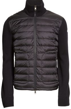 Moncler  Quilted Down And Knit Cardigan 