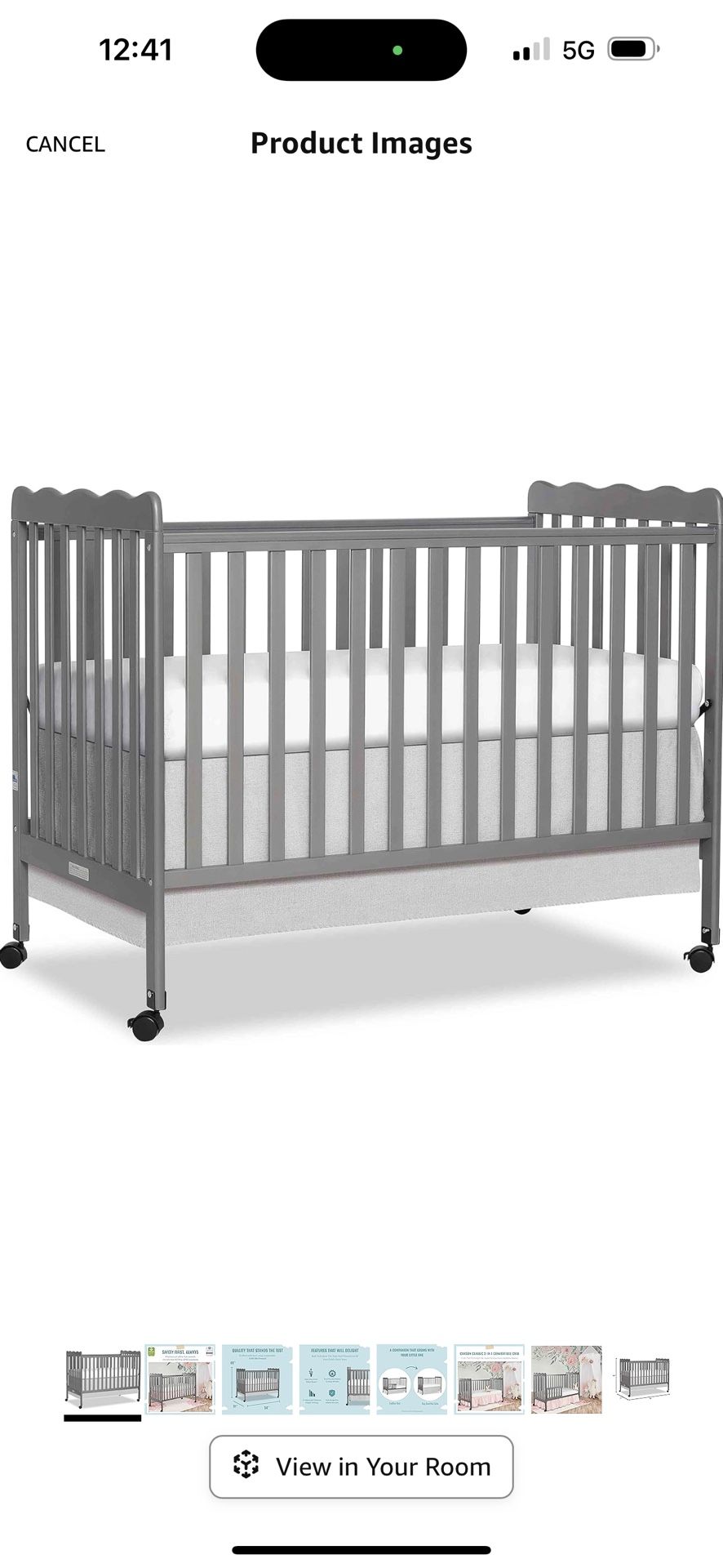 Dream On Me Carson Classic 3-in-1 Convertible Crib in Steel Grey