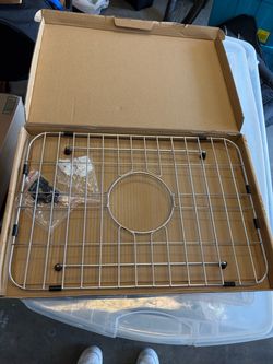 COWHERDING Stainless Steel Kitchen Sink Bottom Grid Protector w/ Center Drain