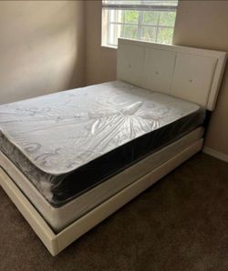 NEW BED FRAME FULL SIZE WITH MATTRESS AND BOX SPRING