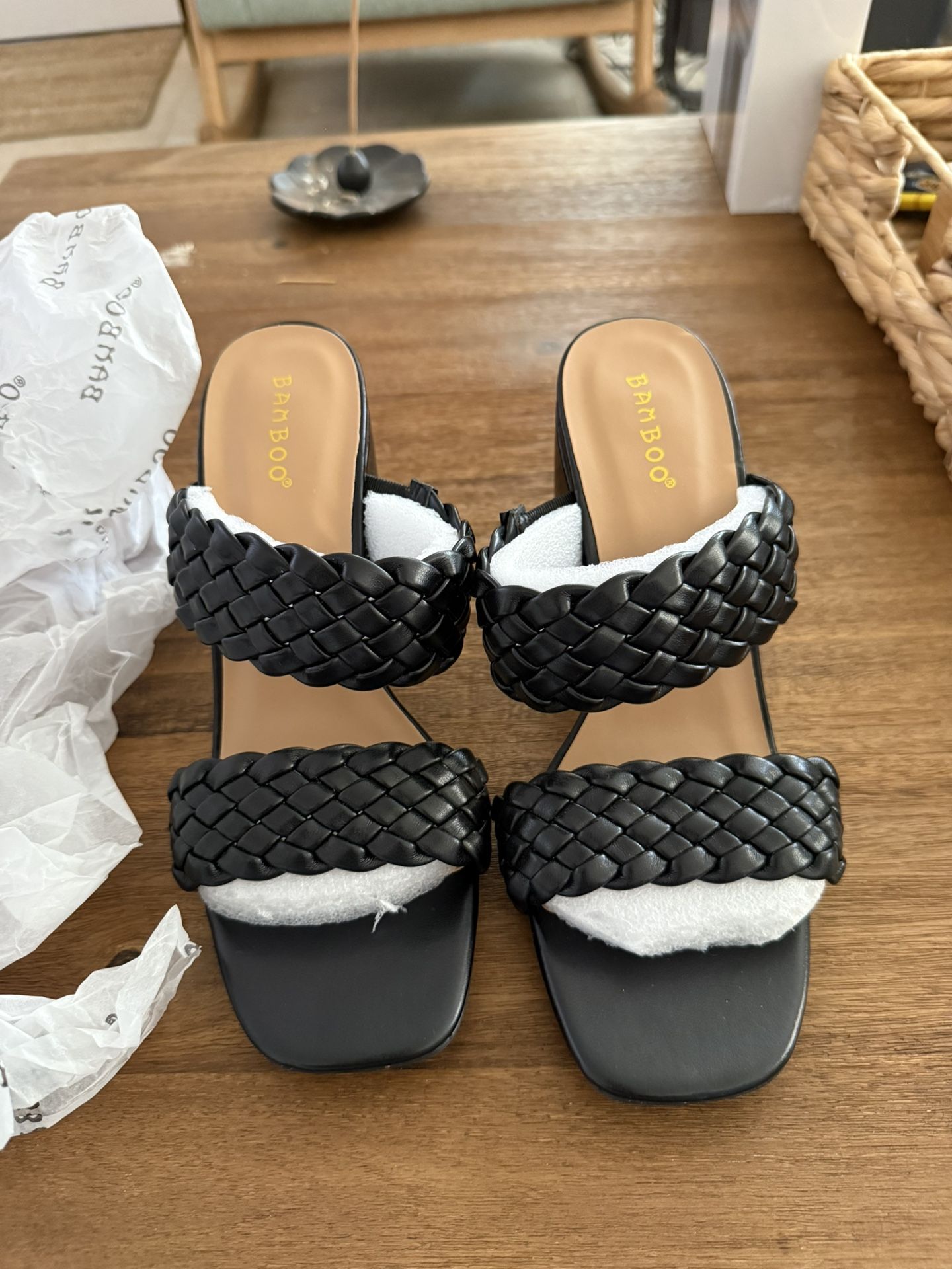 Black Braided Heeled Sandals- Sz 8.5