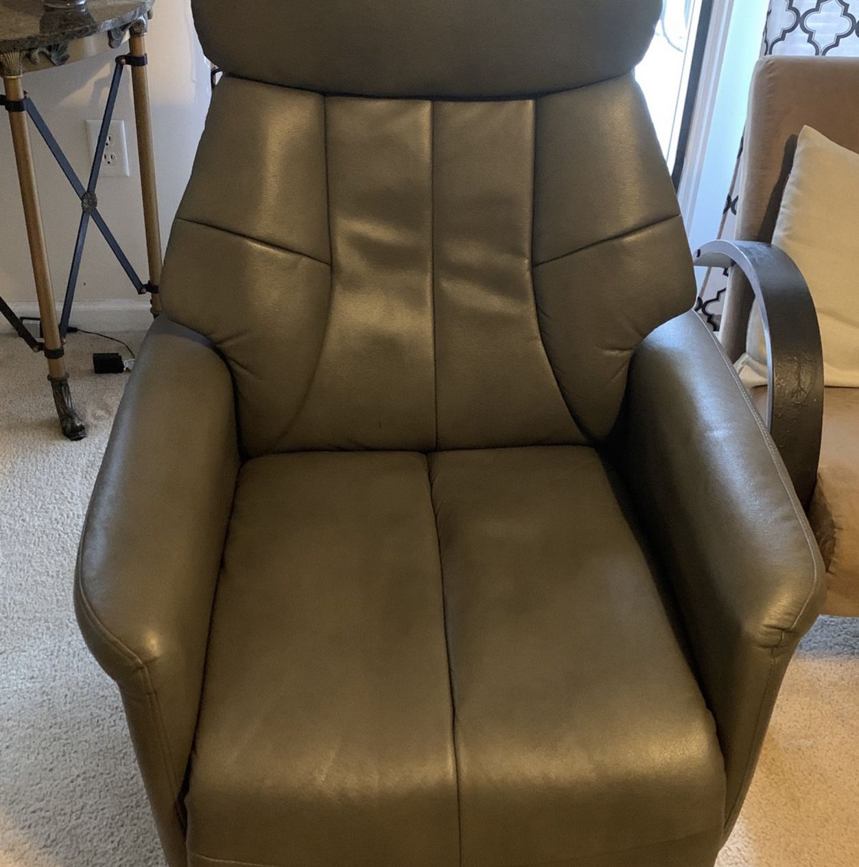 Recliner Swivel Leather Grey Chair 