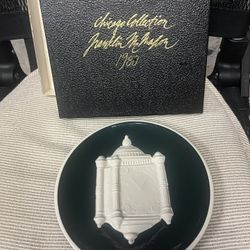 Vintage Marshall Fields Porcelain Plate With Raised 3-D Clock Design.