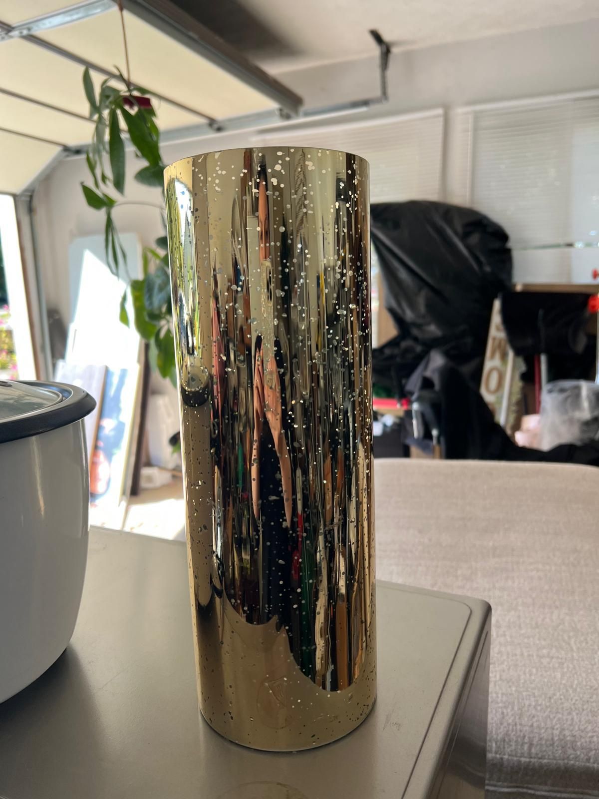 Gold Mercury Glass LED Pillar Candle