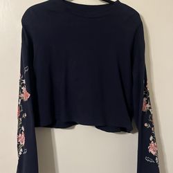 H&M Divided Navy Blue Long Sleeve with Floral Embroidery / SMALL / Women’s, Teen’s, Junior’s