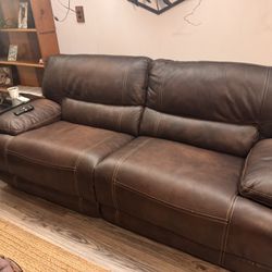Pair of Brown Leather Recliners – Excellent Condition – $700