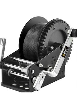 Hand winch, Boat Trailer Winch 3500lbs with 33FT Strap, Hand Winch Heavy Duty Portable 2 Way Ratchet Ratchet 4:1/8:1 Gear Ratio, Manual Handle Winch C