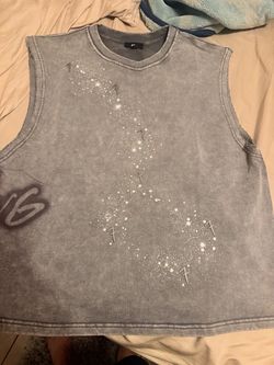 BTS  Arirang tour  Gray Acid Wash Graphic Muscle Tank Top