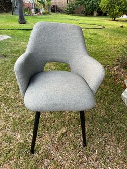 Modern Gray Upholstered Dining Chair with Cutout Back, best offer