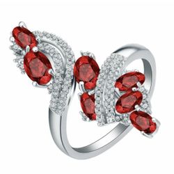 Sterling Silver Red Ruby Ring-8