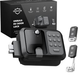 ONNAIS Full Metal RV Keyless Entry Door Lock with Password & Remote, Trailer & Camper Door Lock Replacement, Versatile Latch for RVs