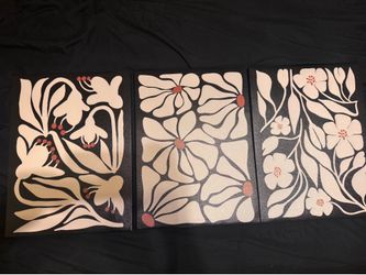 Set of 3 boho style wall art canvas
