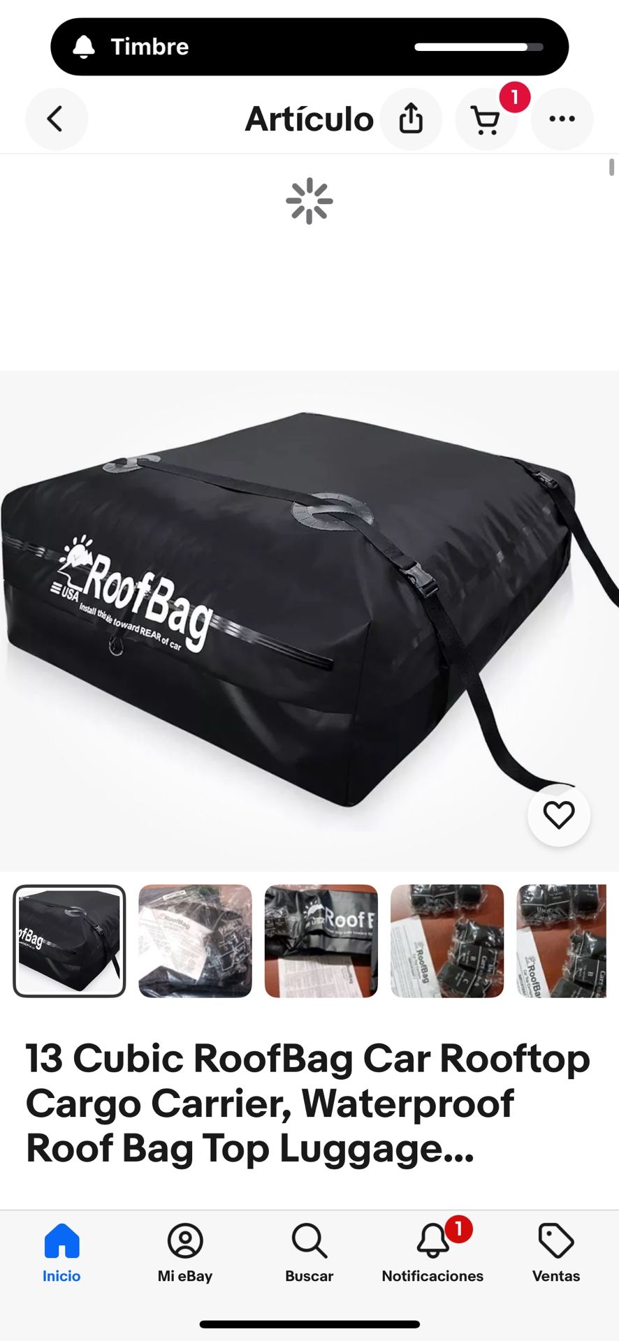 RoofBag Car Rooftop Cargo Carrier 17 Cu. Ft. Waterproof Nylon Straps Storage Bag