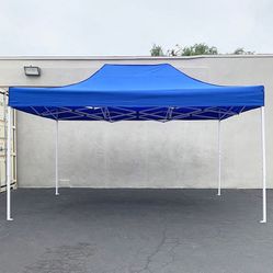 $145 (New in Box) Heavy-duty 10x15 ft outdoor ez pop up canopy party tent instant shades w/ carry bag (white, blue)