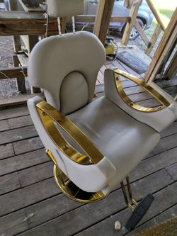 Gold and taupe leather Barber chair