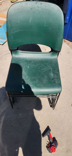4 green chairs