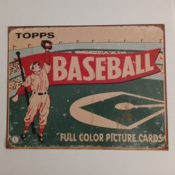 Topps Baseball 1950’s Retro Vintage Weathered Metal Tin Sign