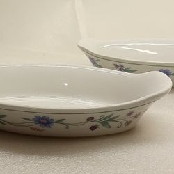 Vtg ONEIDA Ava Porcelain Oval Au Gratin Dish (Set Of 2) Microwave Dishwasher 
