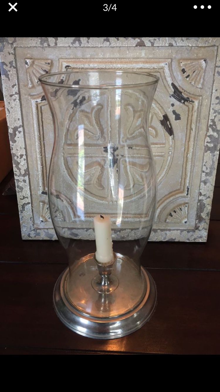 Antique Hurricane Lamp & Vase