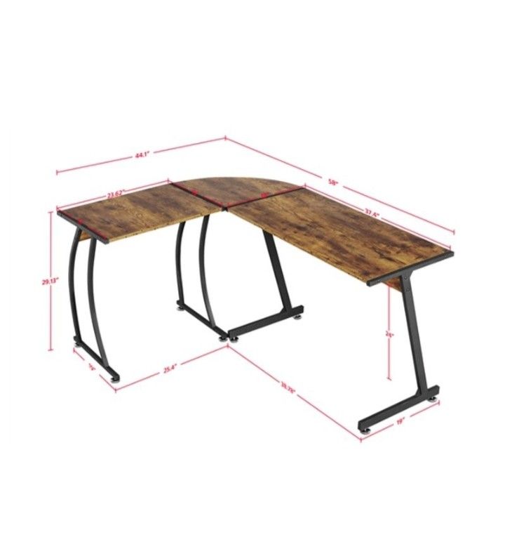Wood Table Top Finish L-shaped corner Table for Home Office Desk