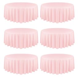 YMHPRIDE 6 Pack Round Tablecloths - Pink, 90 Inch Polyester Round Table Cloth, Washable Fabric Table Covers For Wedding, Party, Dining, Banquet
