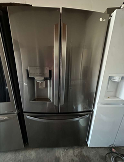 LG French Door Fridge – Black Stainless, Ice/Water Dispenser