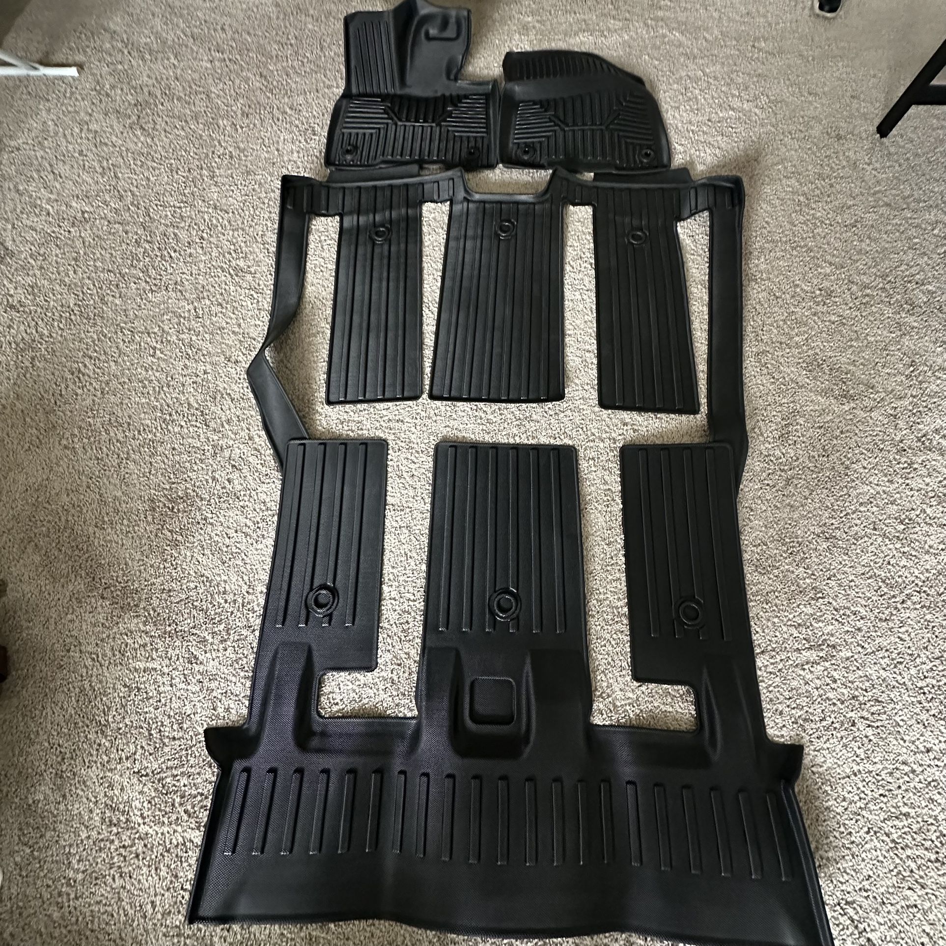 Floor Mats Compatible with Toyota Sienna Platinum Hybrid 7 Seater 2021-2024, All Weather Floor Liners Durable 1st & 2nd & 3rd Row Set Black
