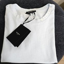Brand New Balmain Men's Logo Light Blue Cotton T-Shirt Size M,L, XL