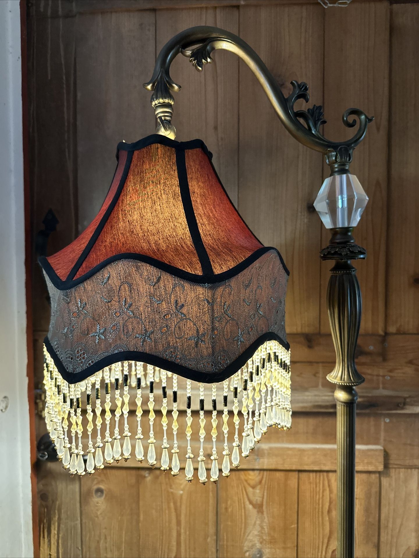 Dale Tiffany Beaded Maroon Shade Floor Lamp