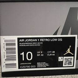 AIR JORDAN 1 RETRO LOW OG BLACK/MEDIUM GREY-WHITE NOIR/BLANC/GRIS MOYEN 10