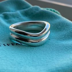 Tiffany & Co Elsa Peretti Doppio Double Wave Curved Ring Band 7.25