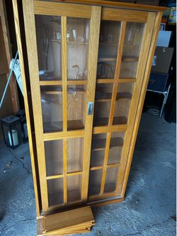 Vintage wooden and glass cabinets with Shelves