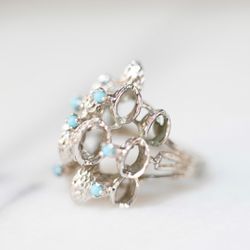 Sterling Silver Turquoise Cluster Ring