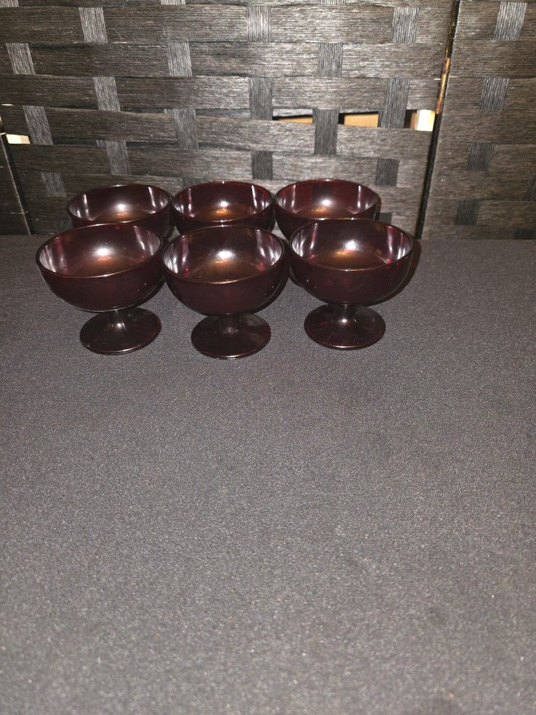 6 Sherbet Champagne Coupe Vintage Anchor Hocking Royal Ruby