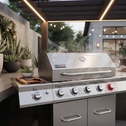 Royal Gourmet 5-Burner Gas Grill with Side Burner, 64,000 BTU, 737.7 Sq. In. Cooking Area, Stainless Steel (GA5404S)
