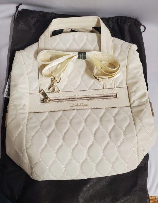 Bella Russo 14.4” Tote Back back Shoulder Bag With Dustbag Cream 