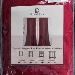 Thermal Insulated Red Wine Velvet Drapes 52"x108"