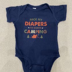 Pack My Diapers I'm Going Camping Baby Bodysuit One Piece | Size 6 Months