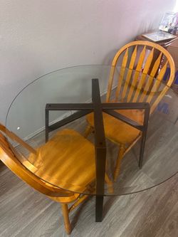Glass Table and 2 Chairs