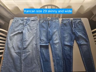 Kancan size 29 skinny and wide leg jeans.
