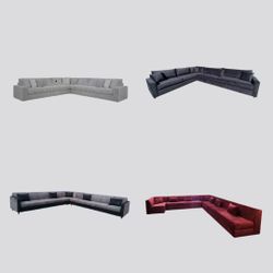 BRAND NEW 13x13ft And 10x14x6ft SECTIONAL sofa CHAISE, CHARCOAL MICROFIBER. CUSTOM MADE AVAILABLE