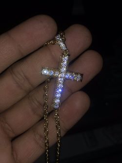 Men’s 14k Gold filled plated Rope chain Cross necklace jewelry