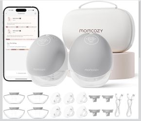 Momcozy Breast Pump Hands Free Upgraded Mobile Flow | M9, App Discreet Control with Personalized Multi-Modes & 15 Levels, Wearable Breast Pump 24mm, 2