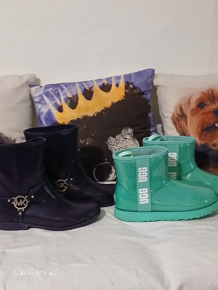 Cute Rain Boots PURPLE MK & Neon Green UGG