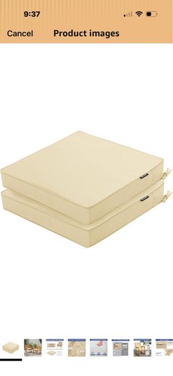 Outdoor Chair Cushions 24 x 24 Inch Water Resistant Patio Chair Cushions with Tie 3 Year Color Fastness Thick Outdoor Seat Cushion for Garden Lawn Pat