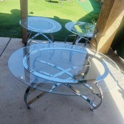 3 glass coffee tables.   