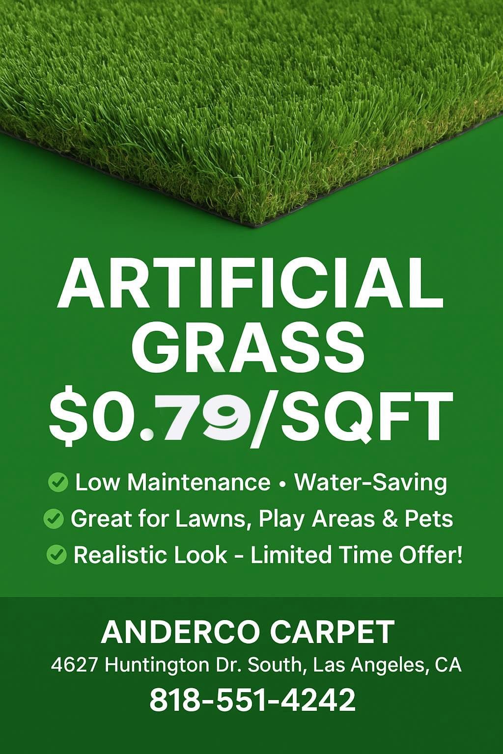 Artificial Grass And Turf For $0.79